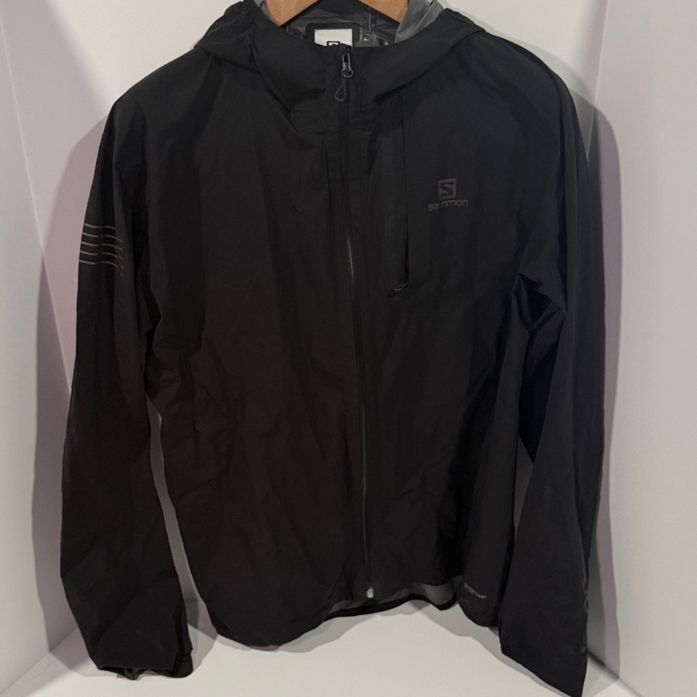 Salomon Men's Black Windbreaker Weather Resistant Running Jacket